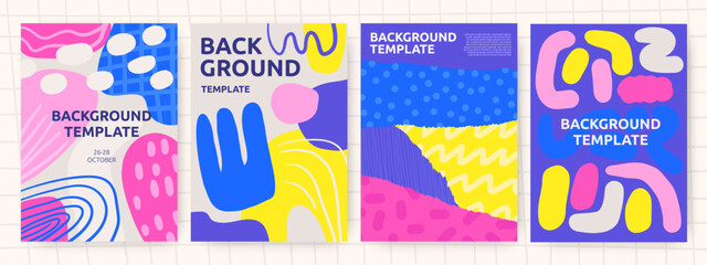 Abstract doodle background set.