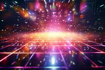 Obraz premium abstract technology background with glowing lines and dots. 3d render