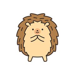 Cute hedgehog cartoon character. Vector illustration in doodle style