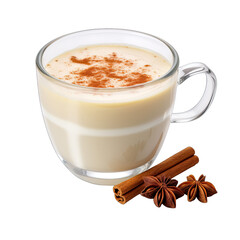 Eggnog Punch Cup with Nutmeg Isolated on White Background
