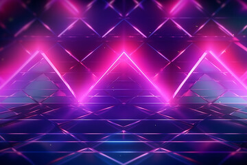 Neon triangle in futuristic space. Futuristic background. illustration.