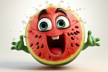 Obraz premium Watermelon Character with Smile