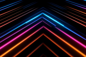 black background with colorful neon lines - Generative AI