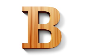 Wooden alphabet letter B on white background