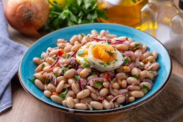 Turkish foods; dried beans salad (Turkish name; piyaz)