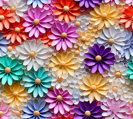 Obraz premium Beautiful bouquet of colorful modern flowers in wonderful harmony, 3D flowers.
