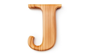 Wooden alphabet letter J on white background