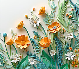 Beautiful bouquet of colorful modern flowers in wonderful harmony, 3D flowers.