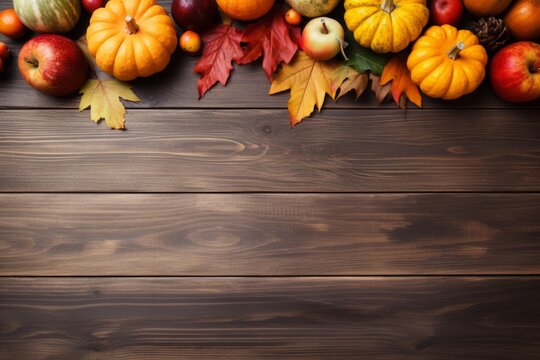 Thanksgiving background Apples Pumpkins Generative Ai