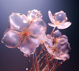 Beautiful bouquet of colorful modern flowers in wonderful harmony, 3D flowers.
