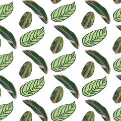 Naklejka premium the seamless green leaf pattern