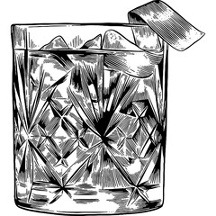 Hand drawn Old Fashioned Cocktail Drink