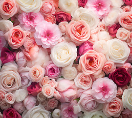 Beautiful bouquet of colorful modern flowers in wonderful harmony, 3D flowers.