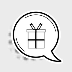 Line Gift box icon isolated on grey background. Happy Birthday. Colorful outline concept. Vector