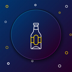 Line Beer bottle icon isolated on blue background. Colorful outline concept. Vector