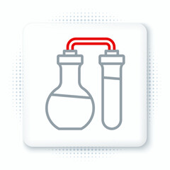 Line Test tube and flask chemical laboratory test icon isolated on white background. Laboratory glassware sign. Colorful outline concept. Vector
