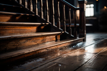 Old staircase with handrails and balusters © graja
