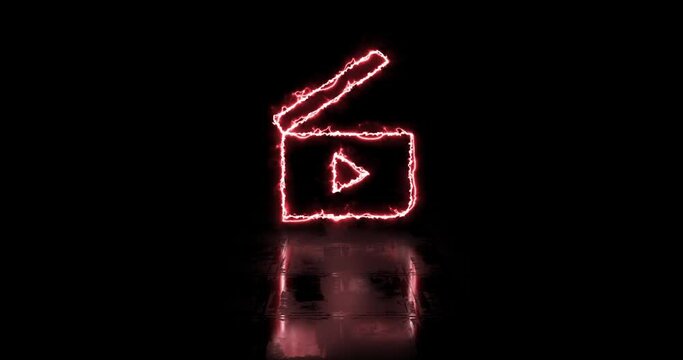 clapper board icon animation with cool energy effects. movie icon animation