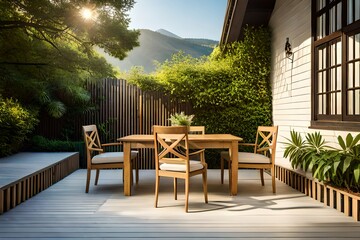 table and chairs in the garden