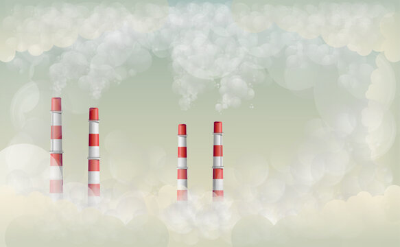 Industrial Pollution Smoke from Chimney - Illustration