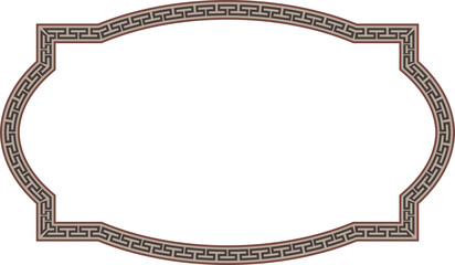 Rectangle shape vintage frames horizontal old Greek key pattern Greek meander pattern antique retro vintage meander old-fashioned design picture frame art and craft borders element decorate isolated 