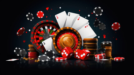 Casino element cartoon illustration, AI generated Image