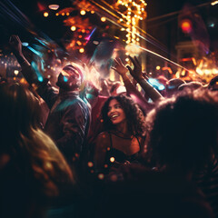 Fototapeta na wymiar disco in a large nightclub. Generative Ai