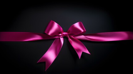 Hot Pink Gift Ribbon with a Bow in front of a dark Background. Festive Template for Holidays and Celebrations
