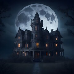 Fototapeta na wymiar halloween castle with moon