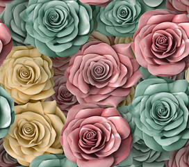 Beautiful bouquet of colorful modern flowers in wonderful harmony, 3D flowers.