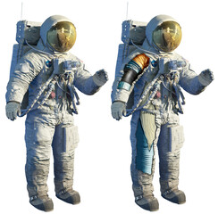 the A7L and A5L spacesuits from Apollo program in illustration 3d and rendering © Dayan