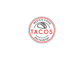 Tacos emblem food logo design. Mexico tacos logo design