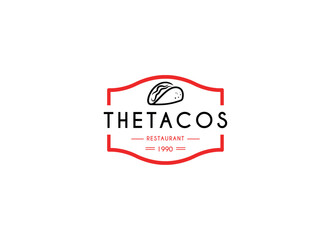 Tacos emblem food logo design. Mexico tacos logo design