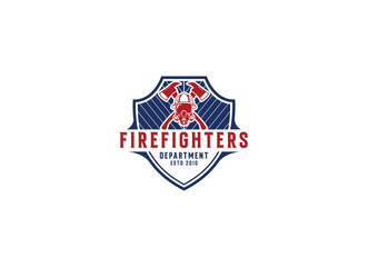 Firefighter emblem logo design. in a classic concept
