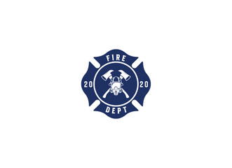 Firefighter emblem logo design. in a classic concept