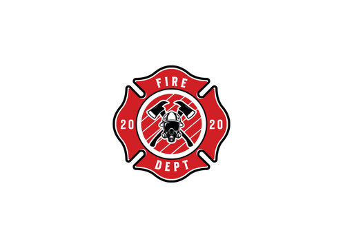 Firefighter emblem logo design. in a classic concept