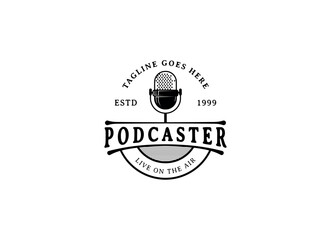 Podcast or Radio Logo design using Microphone and talk icon