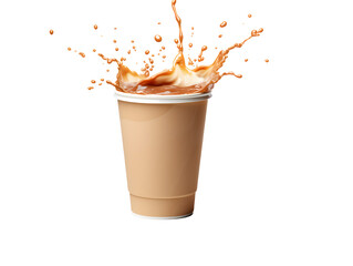 Coffee cup splash / spilled coffee on transparent background PNG