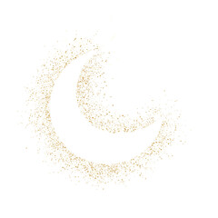 Gold glitter frame, wedding ornament, crescent moon © DesignNFMR