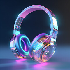  3D render futuristic design of stylish wireless headphones on solid color background