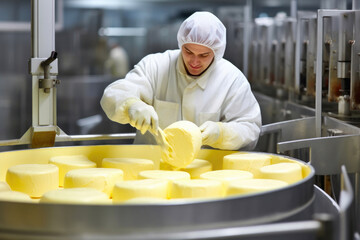 Cheese Manufacturing Process in Progress