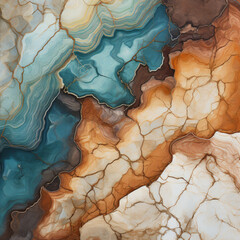 marble texture. Art Abstract painting blue and gold blots background