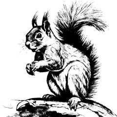 squirrel vector animal illustration for design. Sketch tattoo design on white background