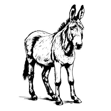 donkey vector animal illustration for design. Sketch tattoo design on white background