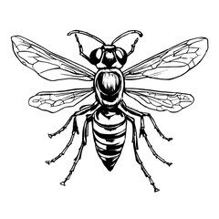 wasp vector animal illustration for design. Sketch tattoo design on white background