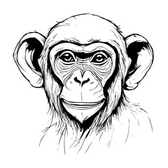 monkey vector animal illustration for design. Sketch tattoo design on white background