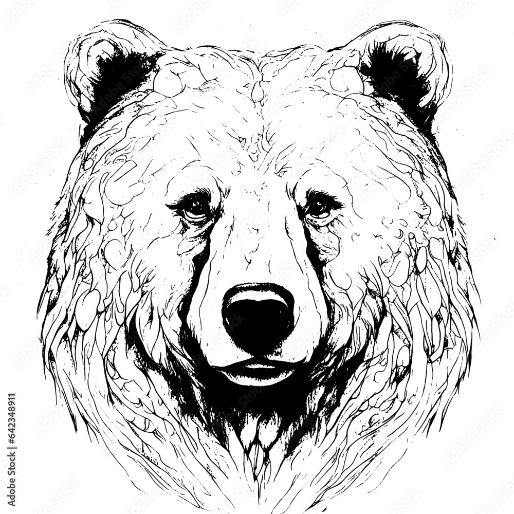 Canvas Prints bear vector animal illustration for design. Sketch tattoo design on white background