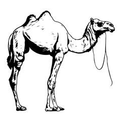 camel vector animal illustration for design. Sketch tattoo design on white background