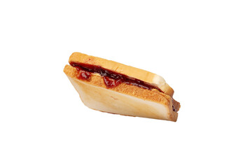 sandwich with peanut butter and raspberry jam isolated