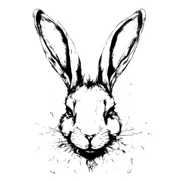 hare vector animal illustration for design. Sketch tattoo design on white background